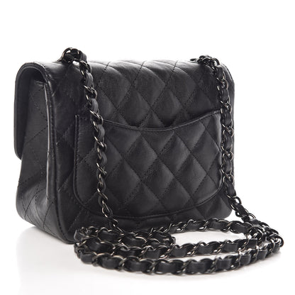 Chanel Crumpled Calfskin Quilted Mini Square Flap So Black 3 of 8