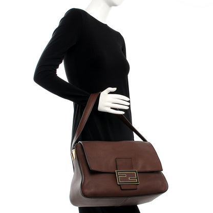 Fendi Vitello Flamingo Enamel Big Forever Mama Baguette Brown 2 of 9