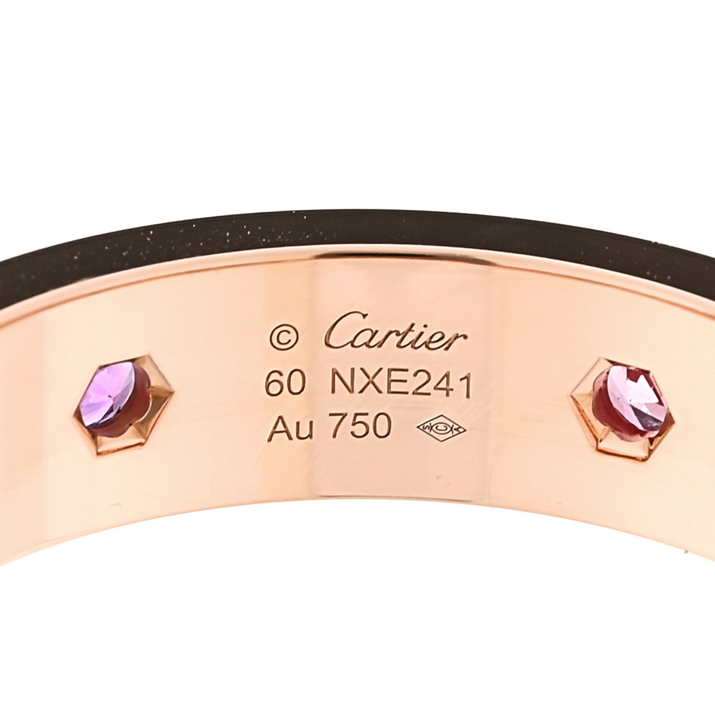 18K Pink Gold Sapphire Garnet Amethyst 5.5mm LOVE Ring 60 9.25