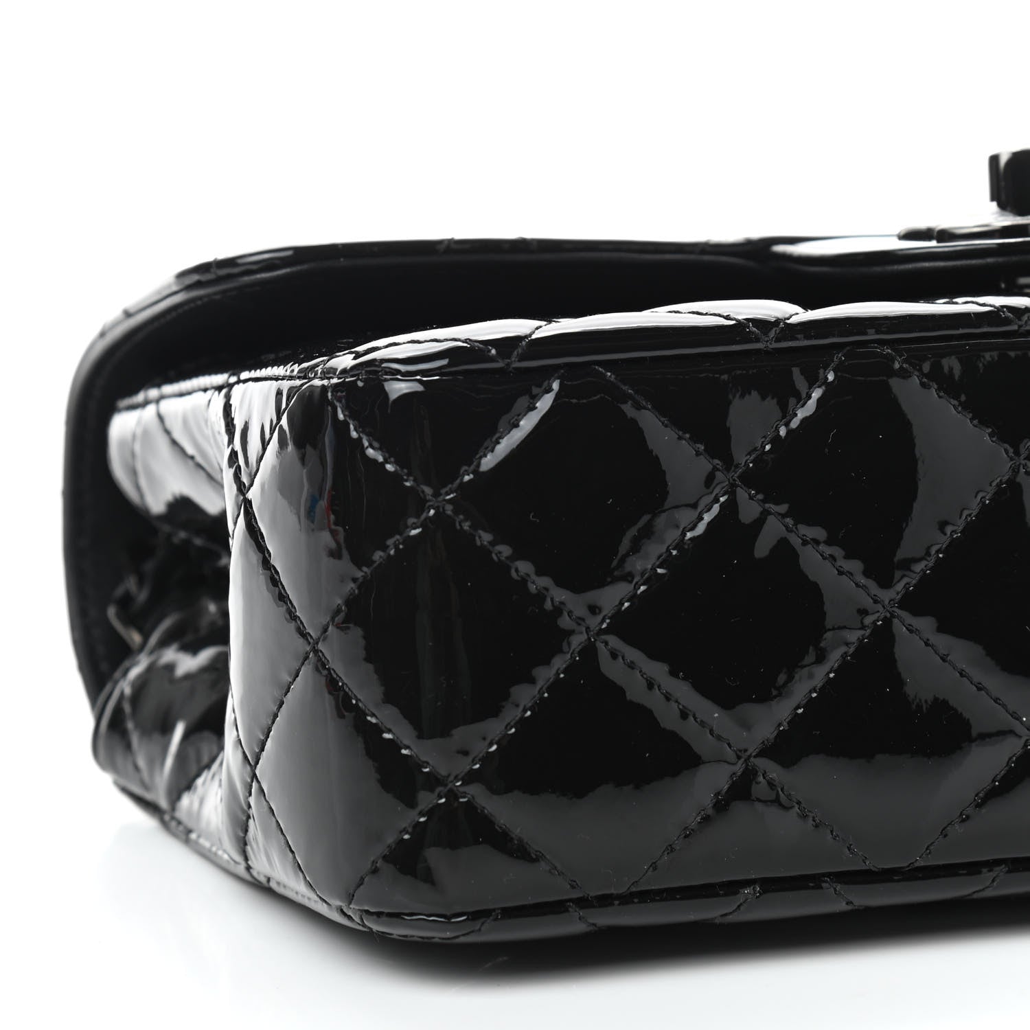 Chanel Patent Calfskin Quilted Mini Rectangular Flap So Black 5 of 8