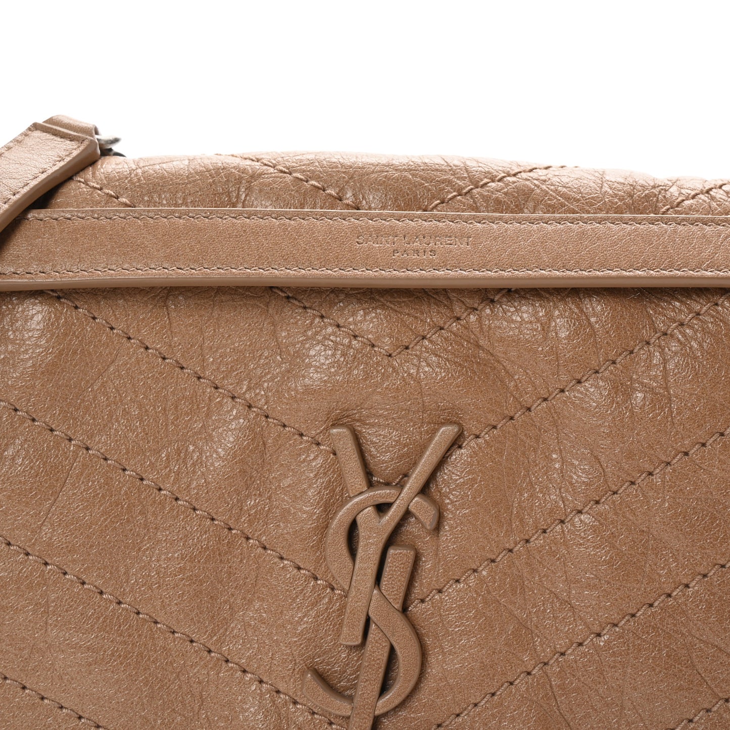 Crinkled Calfskin Matelasse Monogram Medium Niki Chain Satchel Dark Toffee