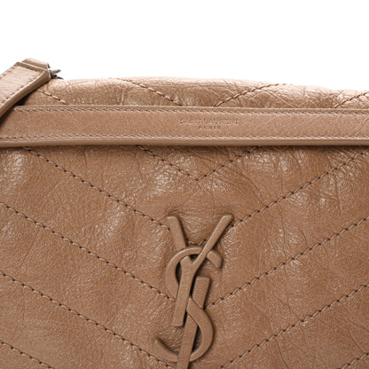 Saint Laurent Crinkled Calfskin Matelasse Monogram Medium Niki Chain Satchel Dark Toffee 7 of 9
