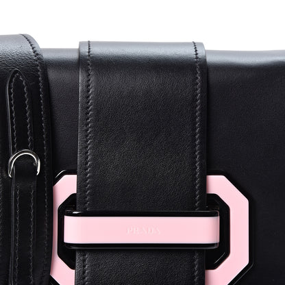 Prada City Calf Plex Ribbon Bag Black Rosa 6 of 8
