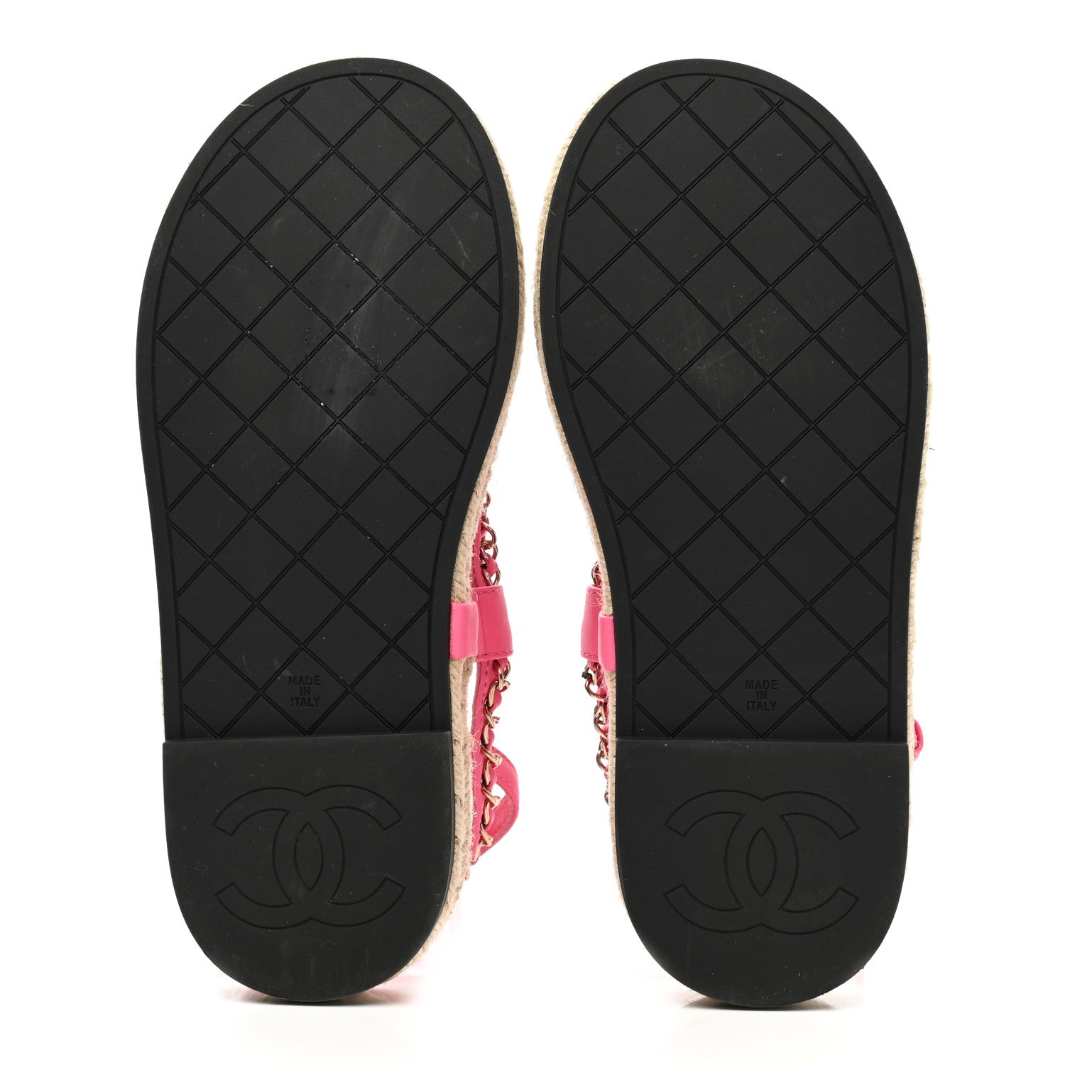 Chanel Lambskin Chain CC Thong Espadrille Sandals 36 Pink 7 of 9