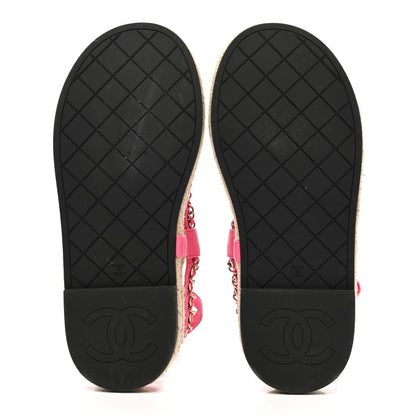 Chanel Lambskin Chain CC Thong Espadrille Sandals 36 Pink 7 of 9