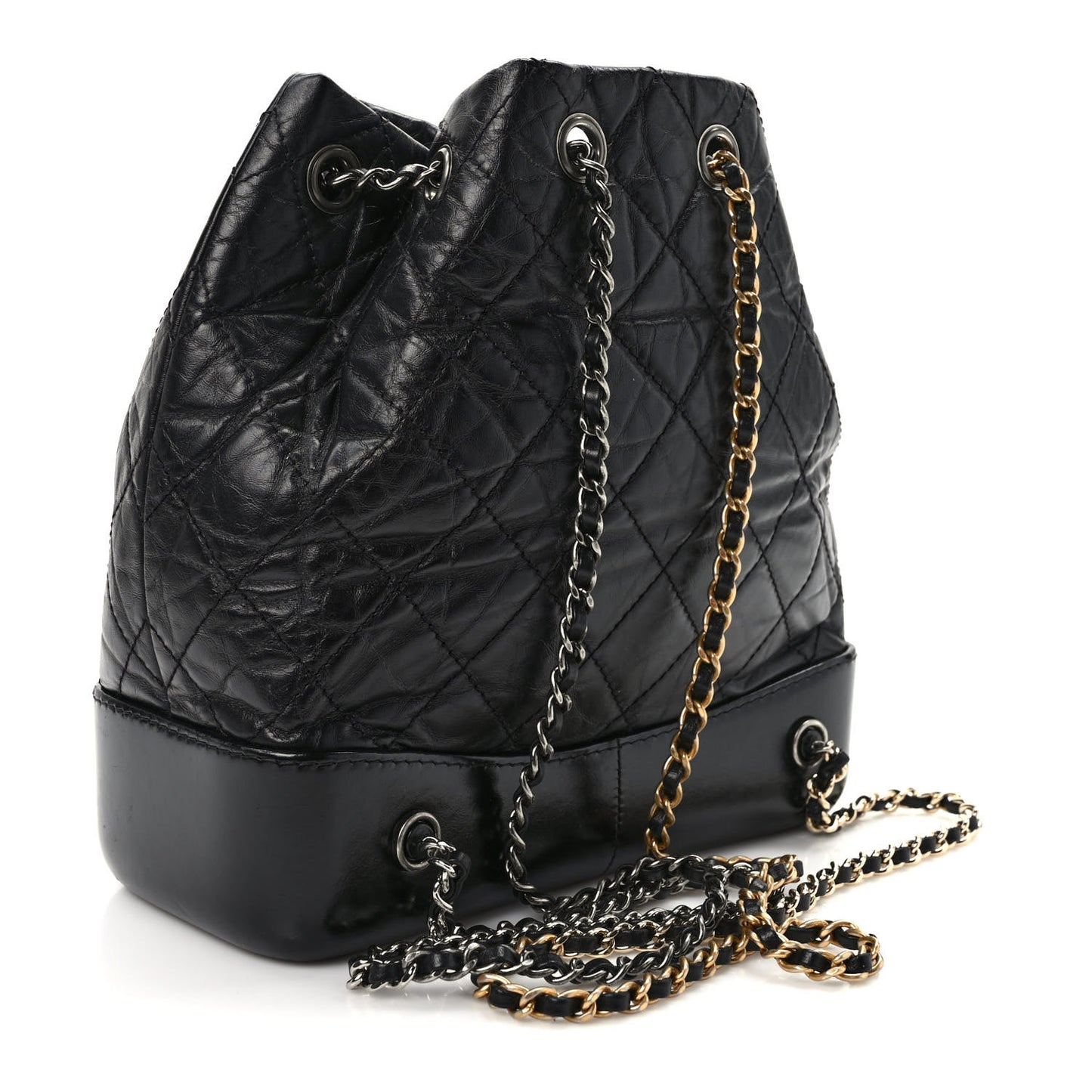 Aged Calfskin Quilted Small Gabrielle Backpack Black