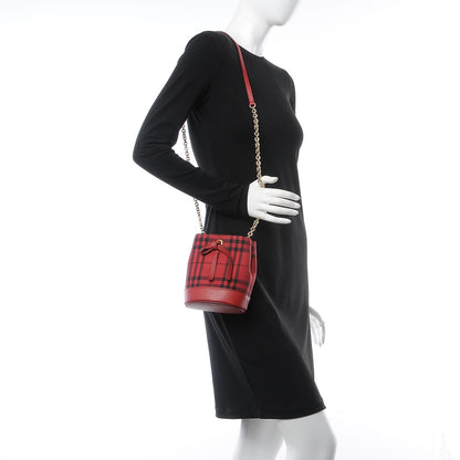 Burberry Overdyed Canvas Horseferry Check Baby Bucket Bag Parade Red 2 of 7