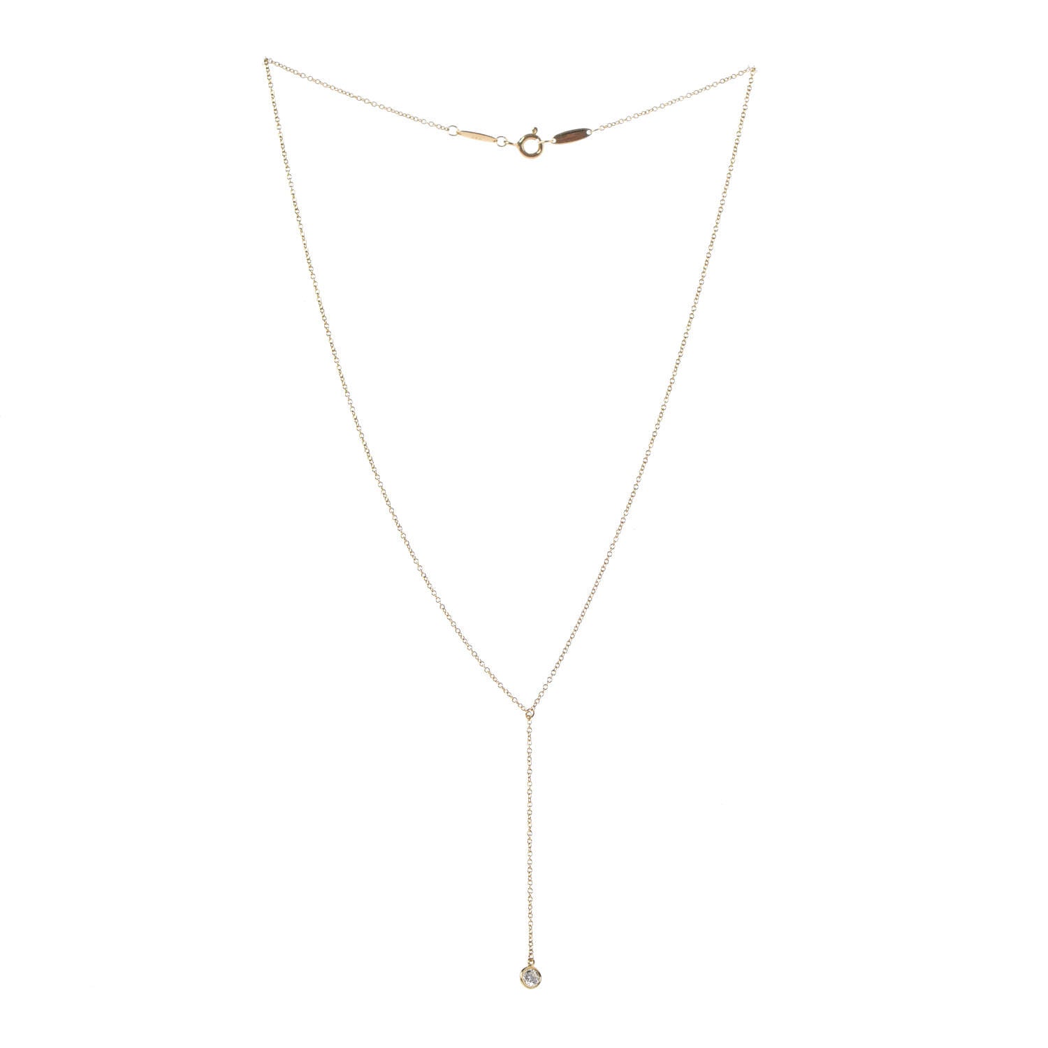 Tiffany 18K Yellow Gold Diamond .17ct Elsa Peretti Diamonds by the Yard Lariat Necklace 3 of 8