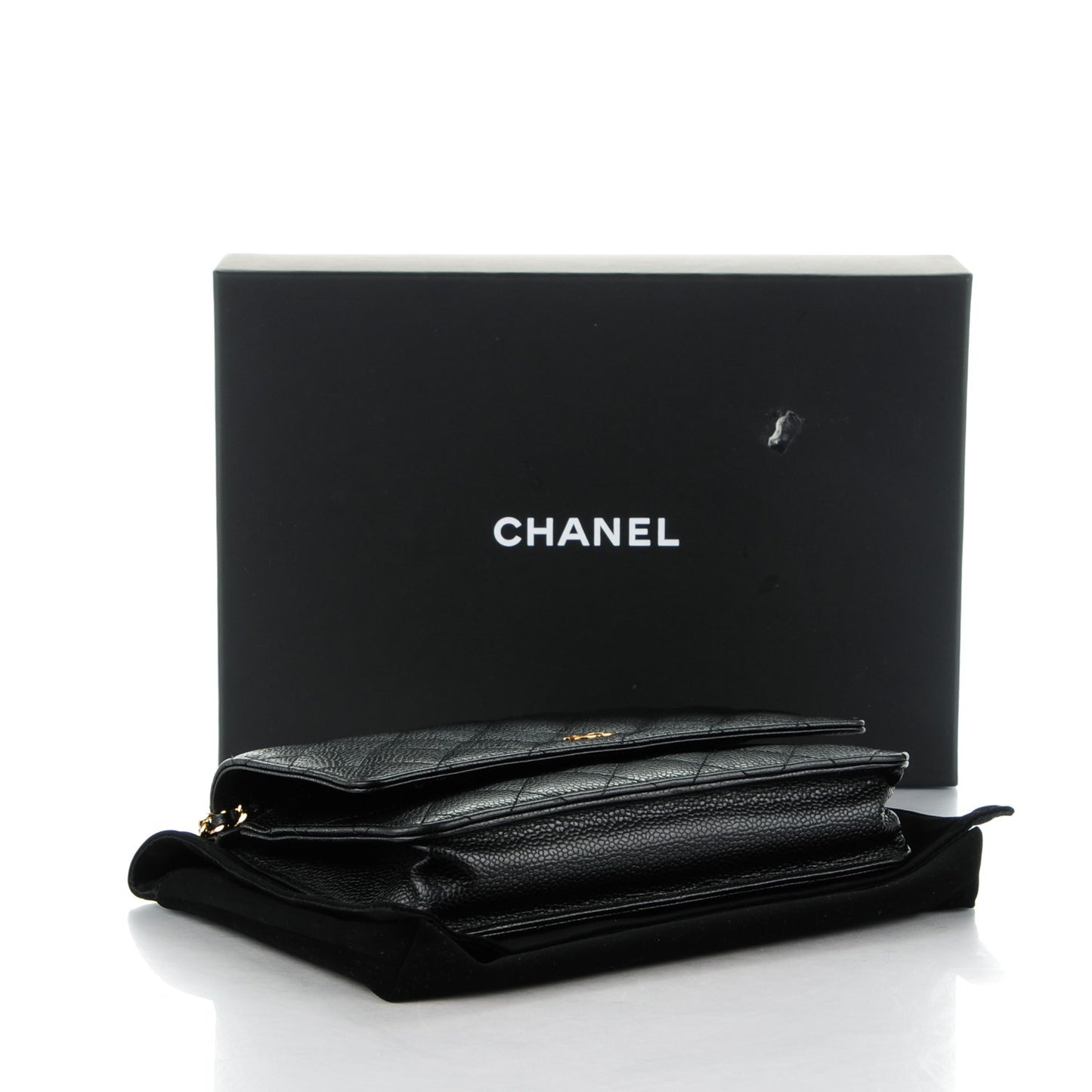 Caviar Quilted Wallet On Chain WOC Black