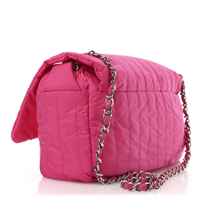 Chanel Nylon Vertical Quilted Jumbo Flap Pink 4 of 11