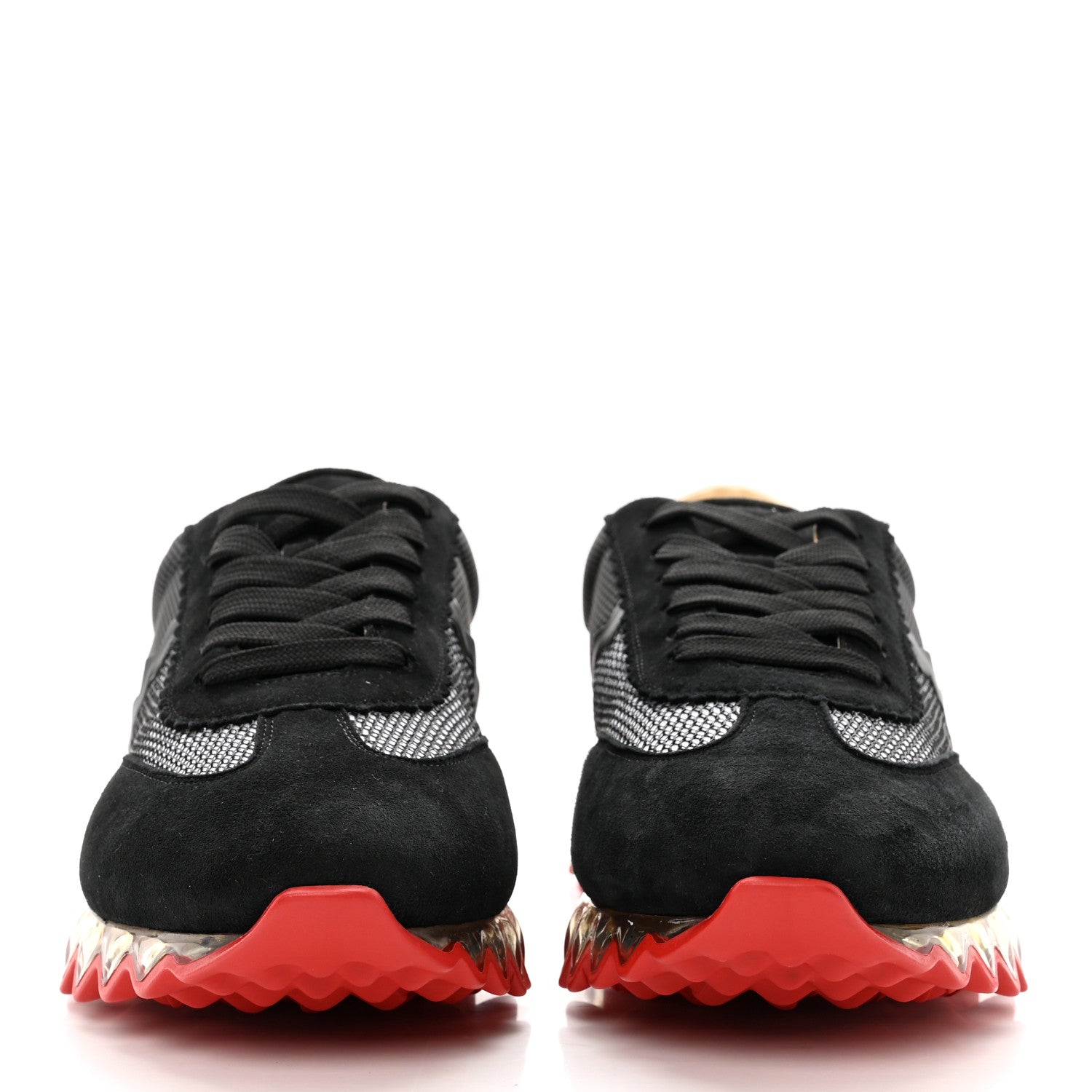 Christian Louboutin Suede Mesh Calfskin Mens Loubishark Sneakers 43 Black White Transparent 2 of 9