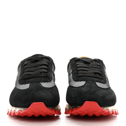 Christian Louboutin Suede Mesh Calfskin Mens Loubishark Sneakers 43 Black White Transparent 2 of 9