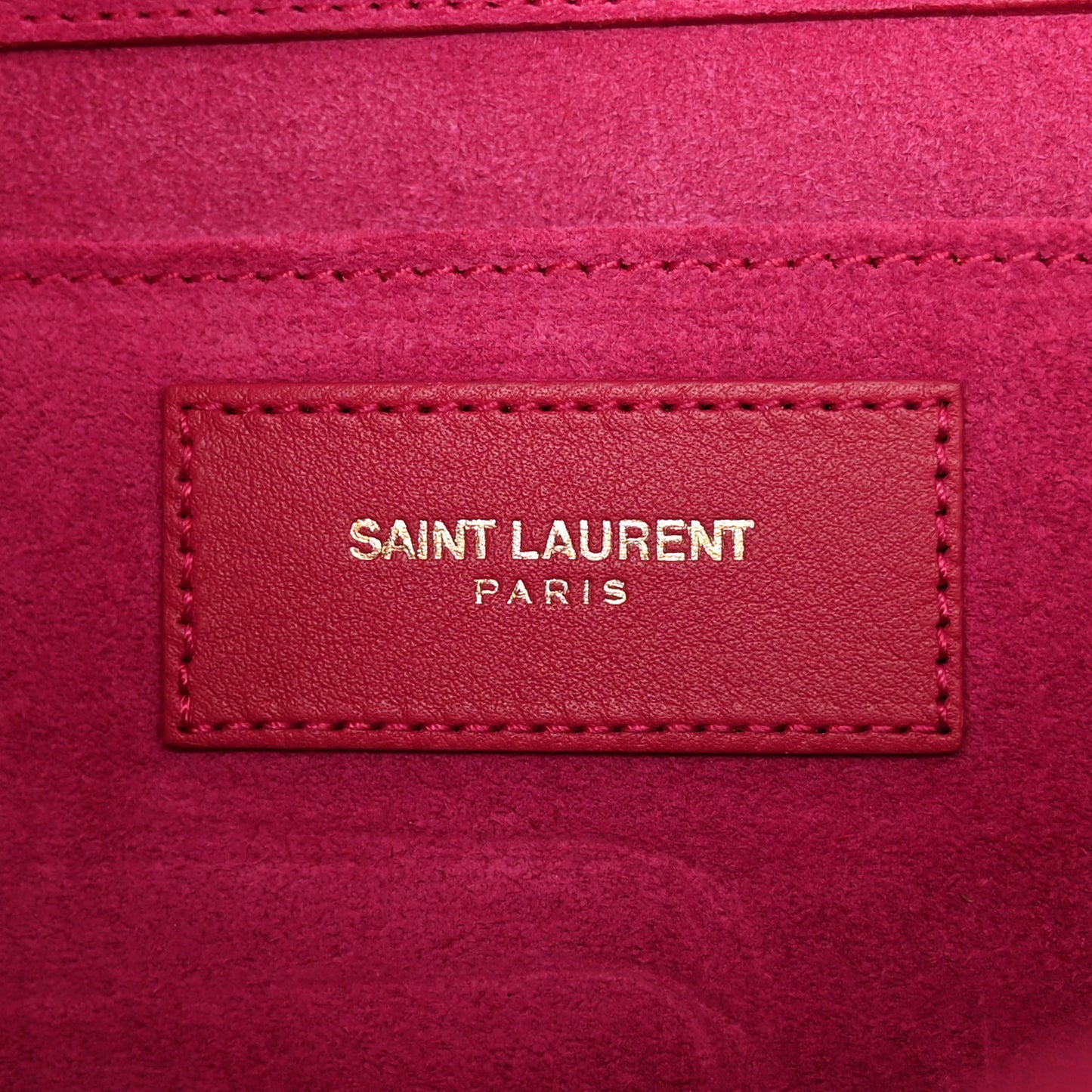 Calfskin Classic Y Ligne Clutch Fuchsia