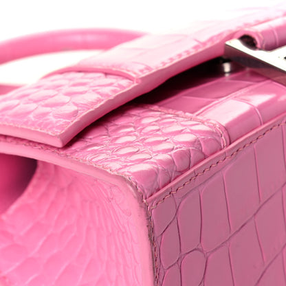 Balenciaga Shiny Calfskin Crocodile Embossed Hourglass Top Handle Bag XS Baby Pink 8 of 8