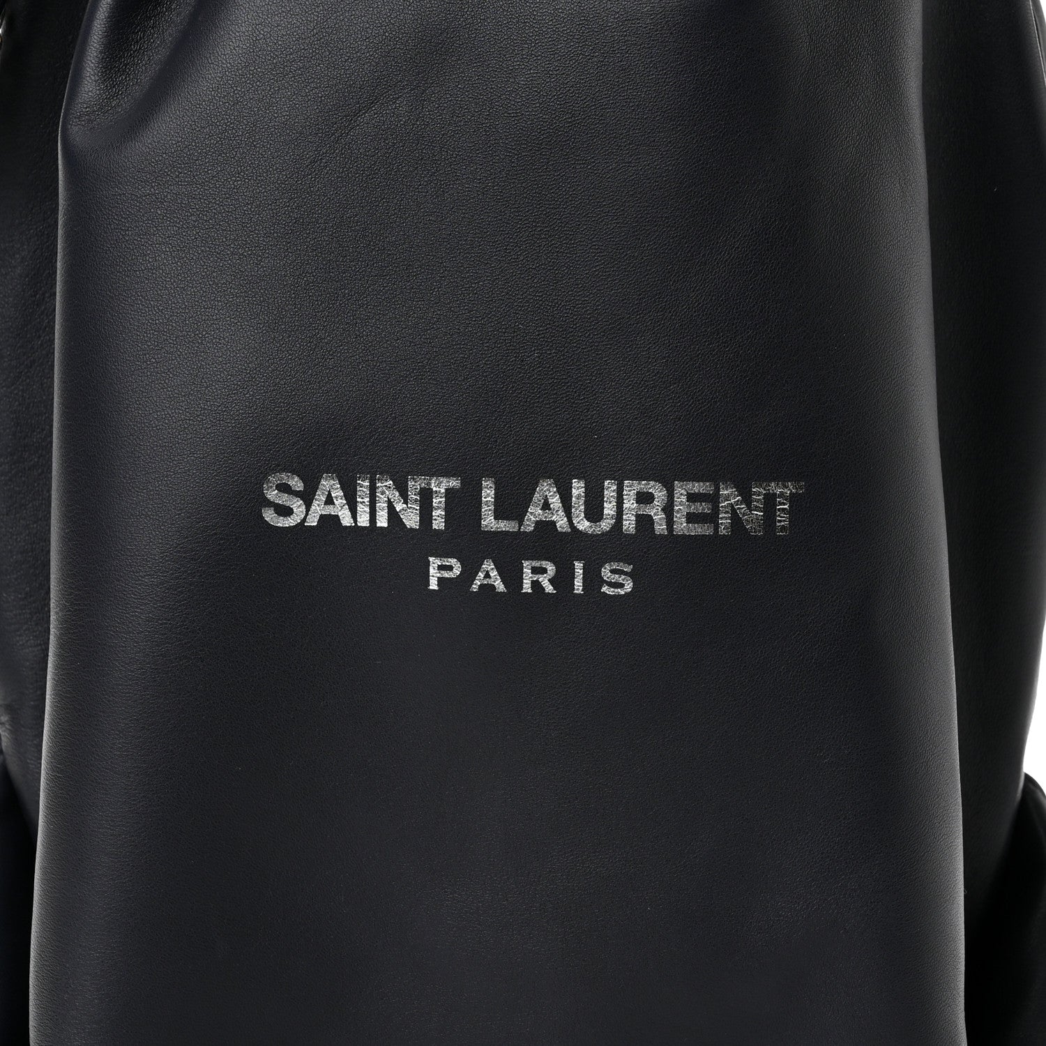 Saint Laurent Lambskin Teddy Drawstring Bag Black 7 of 9