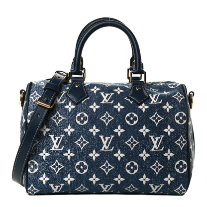 Louis Vuitton Monogram Jacquard Denim Speedy Bandouliere 25 Bleu 1 of 15