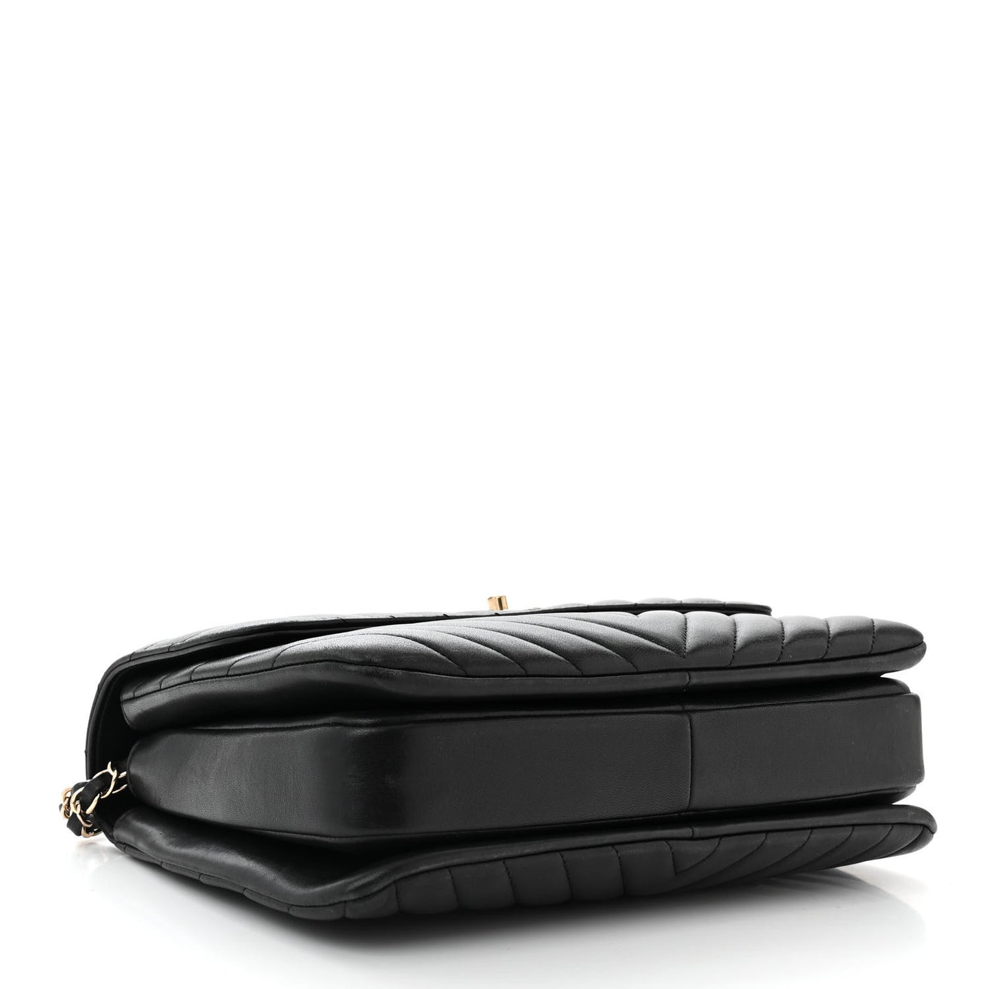 Lambskin Chevron Quilted Medium Trendy CC Dual Handle Flap Bag Black