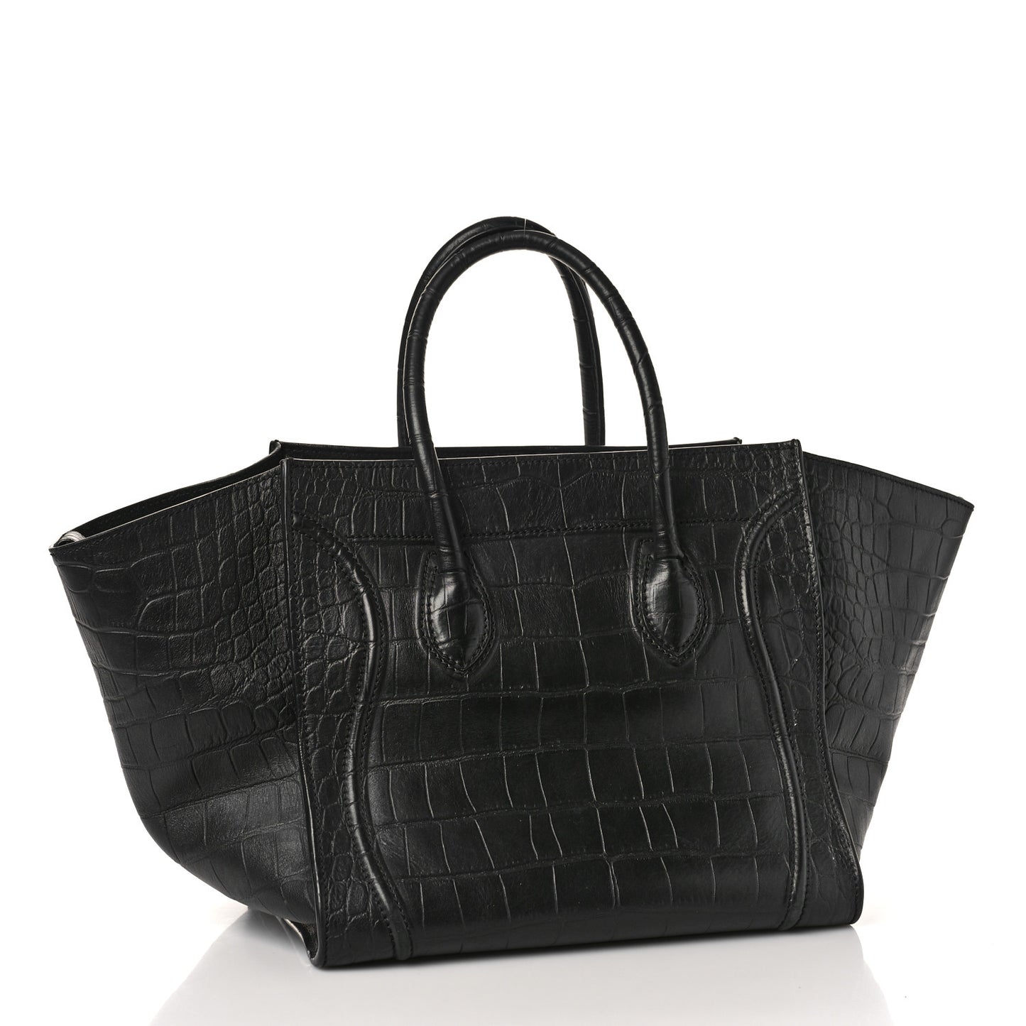 Crocodile Embossed Calfskin Medium Phantom Luggage Black