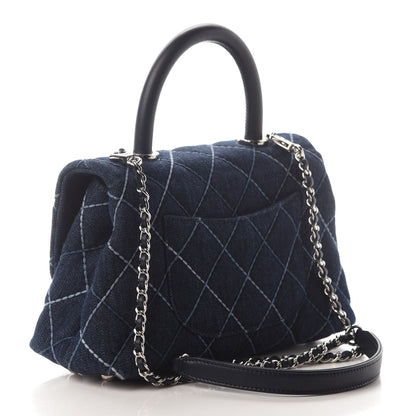 Chanel Denim Quilted Mini Coco Handle Flap Blue 3 of 9