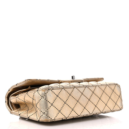 Chanel Metallic Washed Lambskin Quilted Medium Double Flap Dark Gold Black 4 of 18