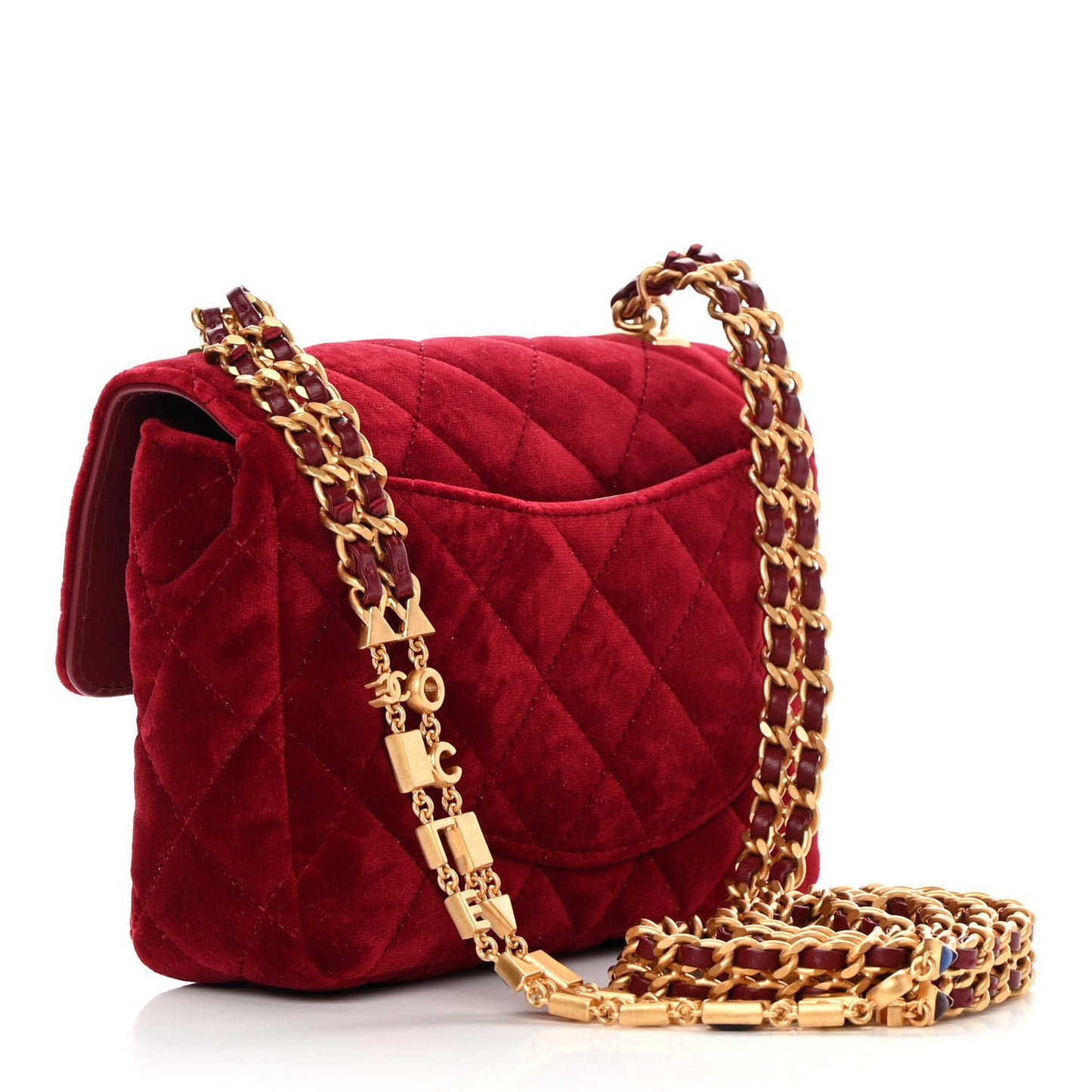 Velvet Enamel Mini Flap Red