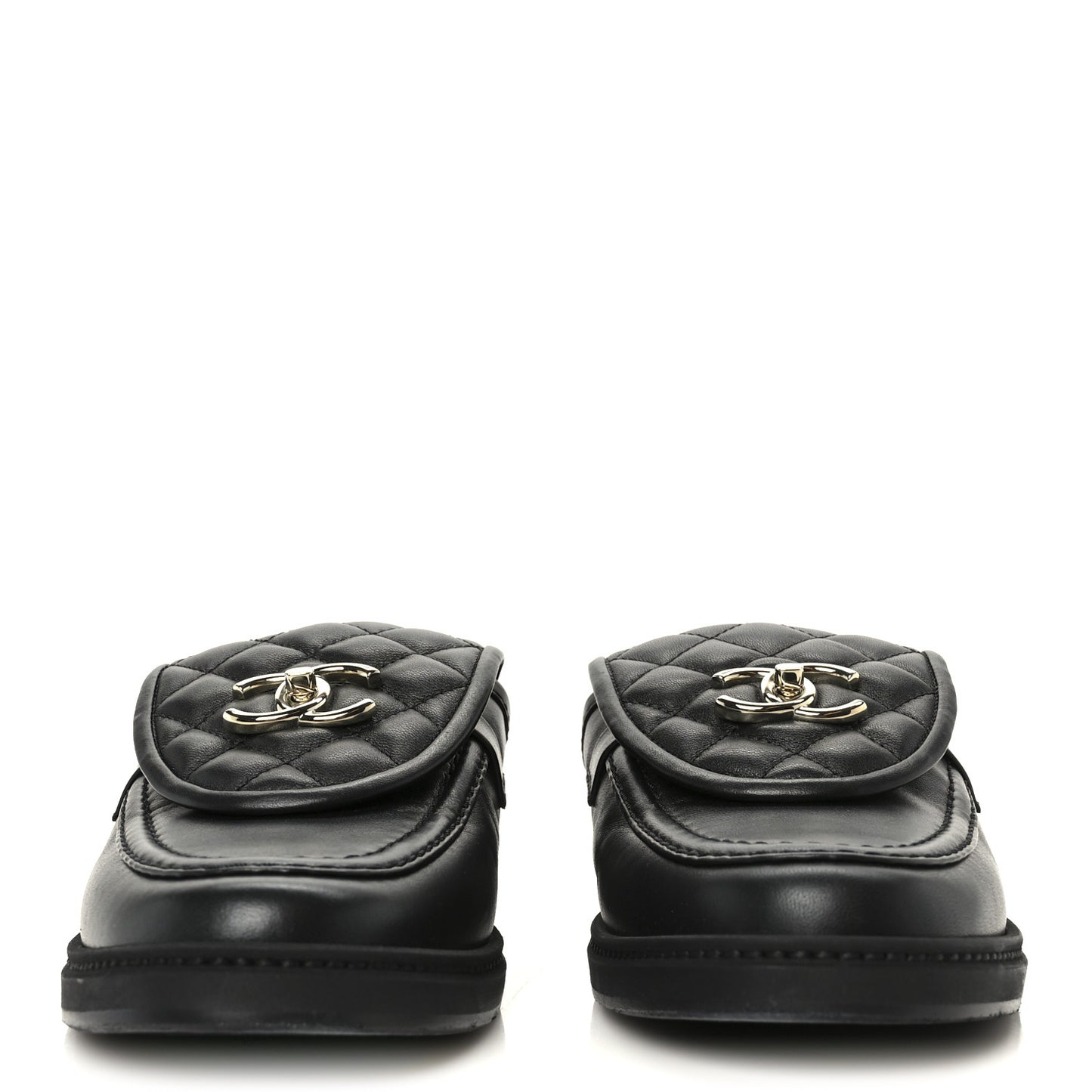 Lambskin Quilted CC Turnlock Mules 40 Black