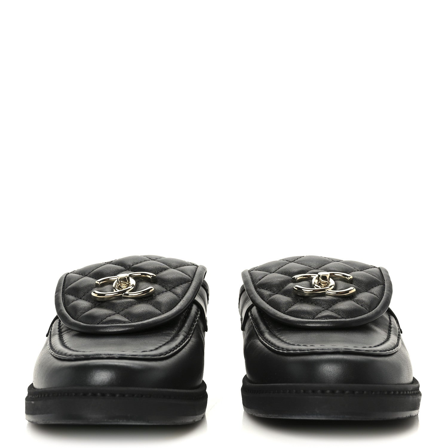 Chanel Lambskin Quilted CC Turnlock Mules 40 Black 3 of 11