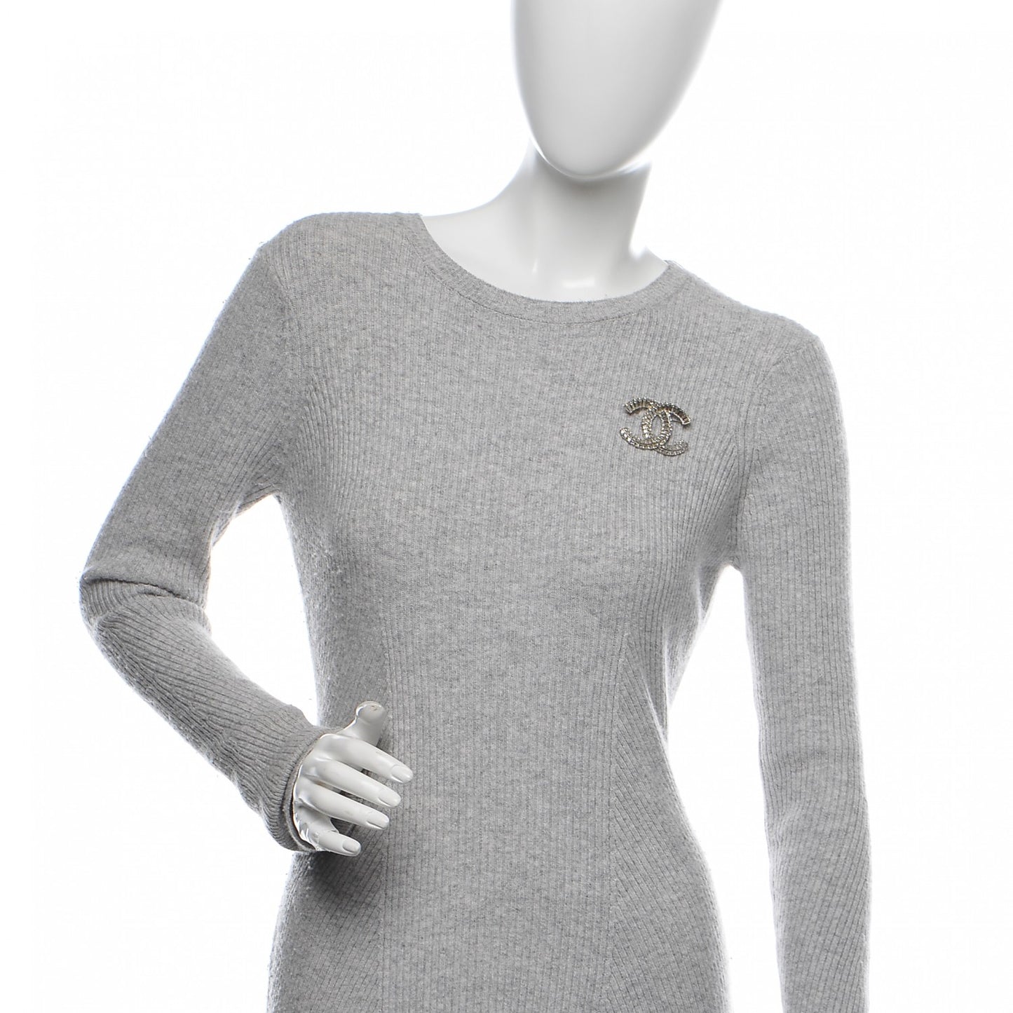 Baguette Crystal CC Brooch Silver