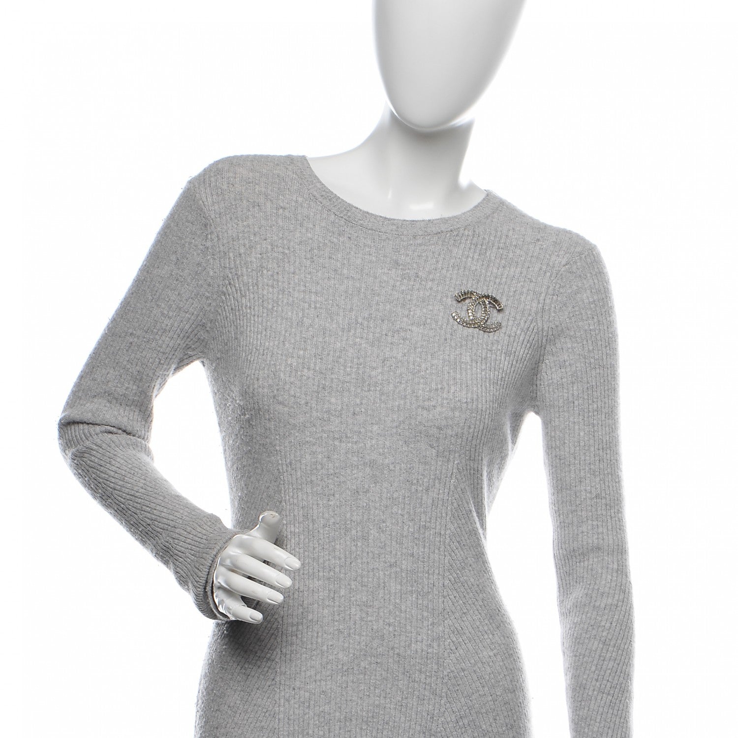 Chanel Baguette Crystal CC Brooch Silver 2 of 4