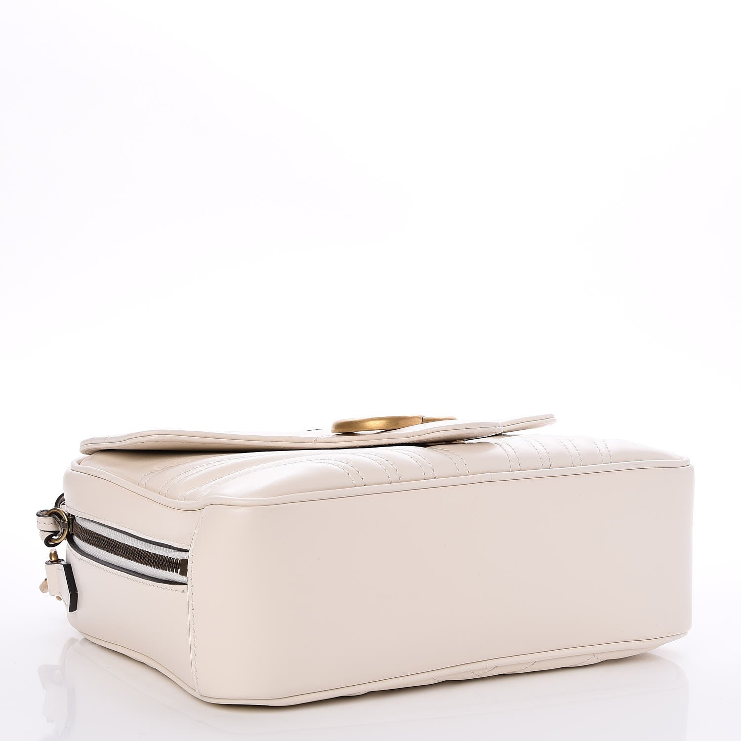 Gucci Calfskin Matelasse Sylvie Web Small GG Marmont Top Handle Shoulder Bag White 4 of 8