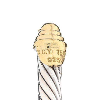 David Yurman Sterling Silver 18K Yellow Gold Diamond 4mm Cable Bracelet 3 of 3