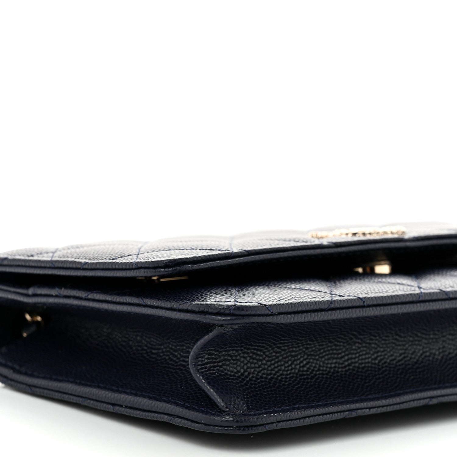 Chanel Caviar Quilted Hammered CC Wallet on Chain WOC Navy Blue 10 of 12