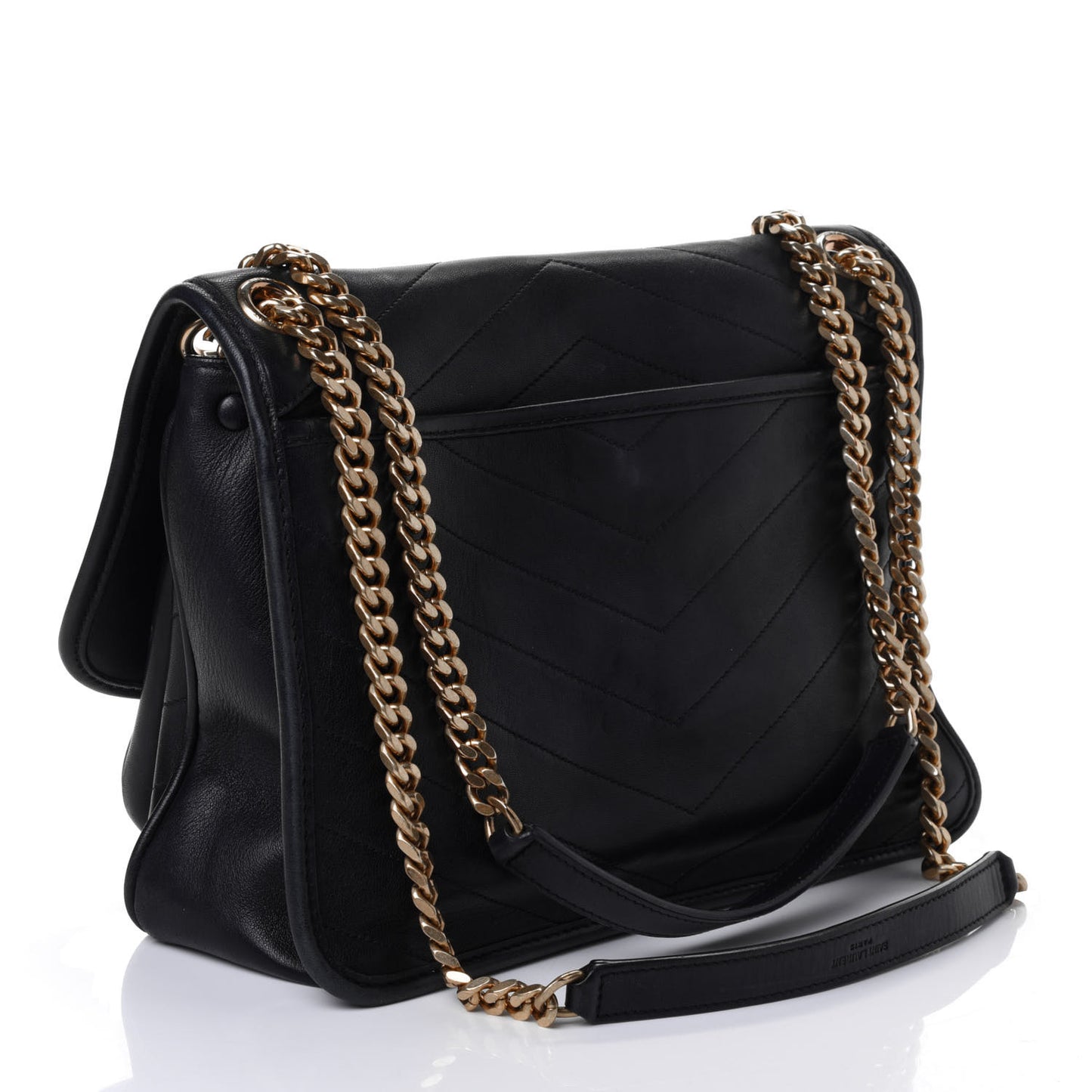 Lambskin Matelasse Monogram Medium Niki Chain Satchel Black