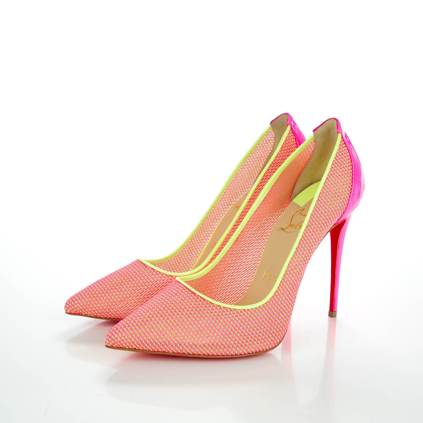 Lace Patent Raphia Follies 100 Pumps 38.5 Shocking Pink