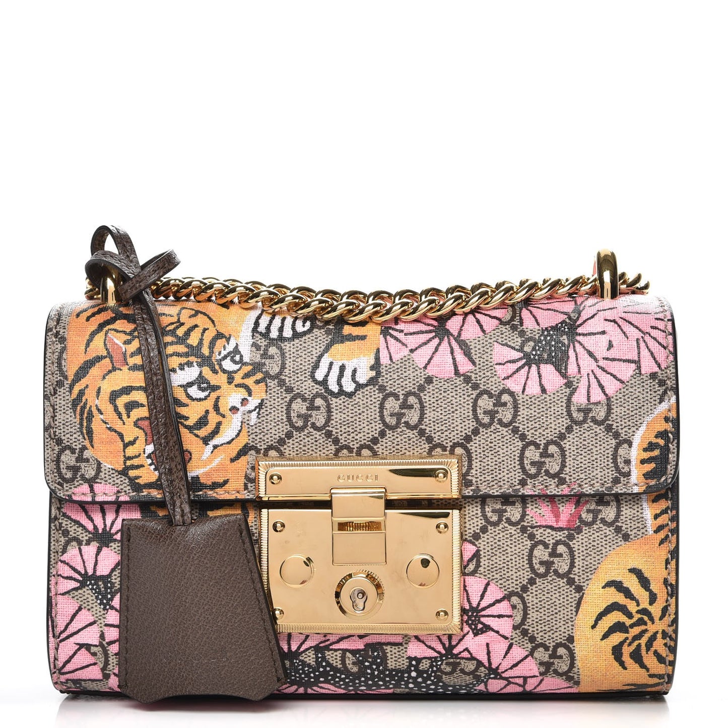 GG Supreme Monogram Bengal Small Padlock Shoulder Bag Beige Pink