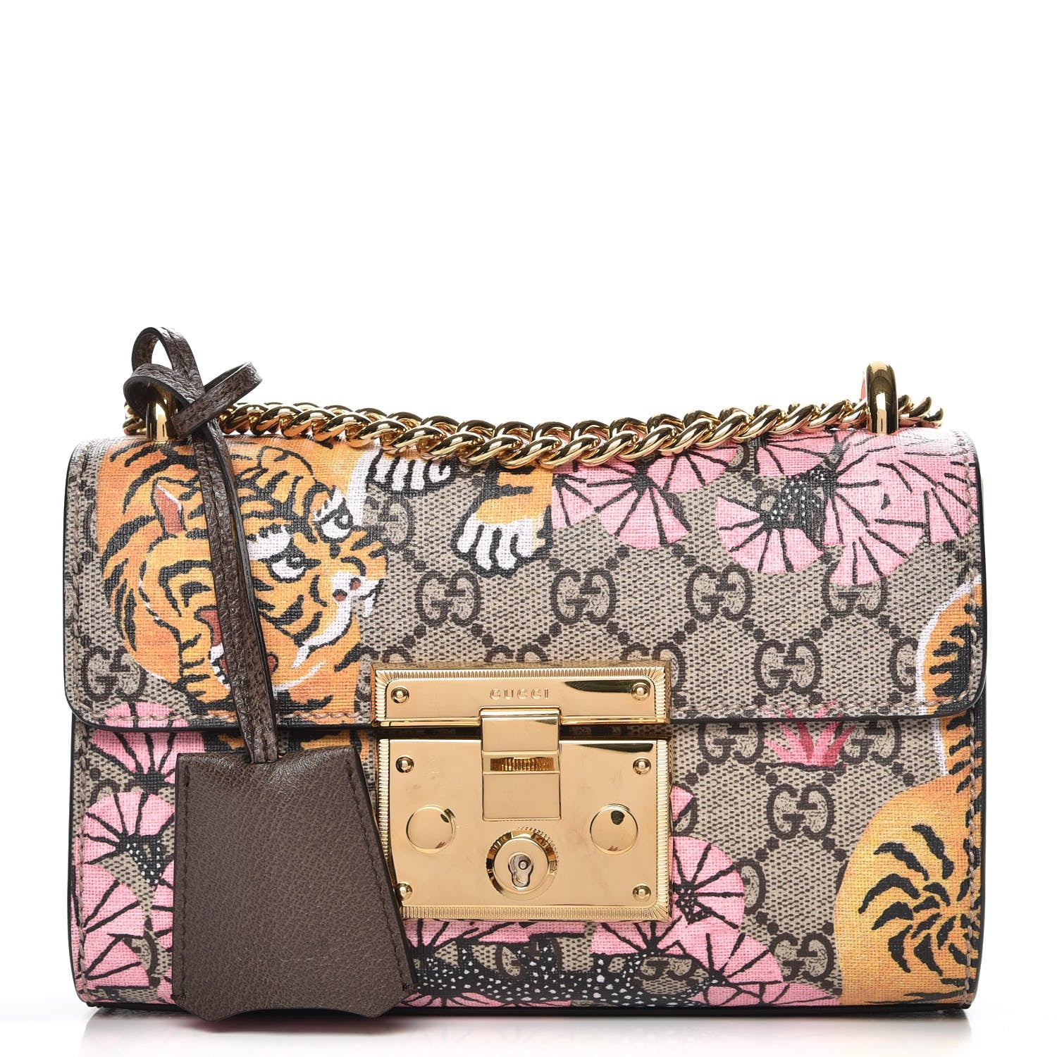 Gucci GG Supreme Monogram Bengal Small Padlock Shoulder Bag Beige Pink 1 of 8