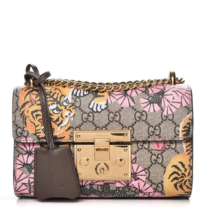 Gucci GG Supreme Monogram Bengal Small Padlock Shoulder Bag Beige Pink 1 of 8