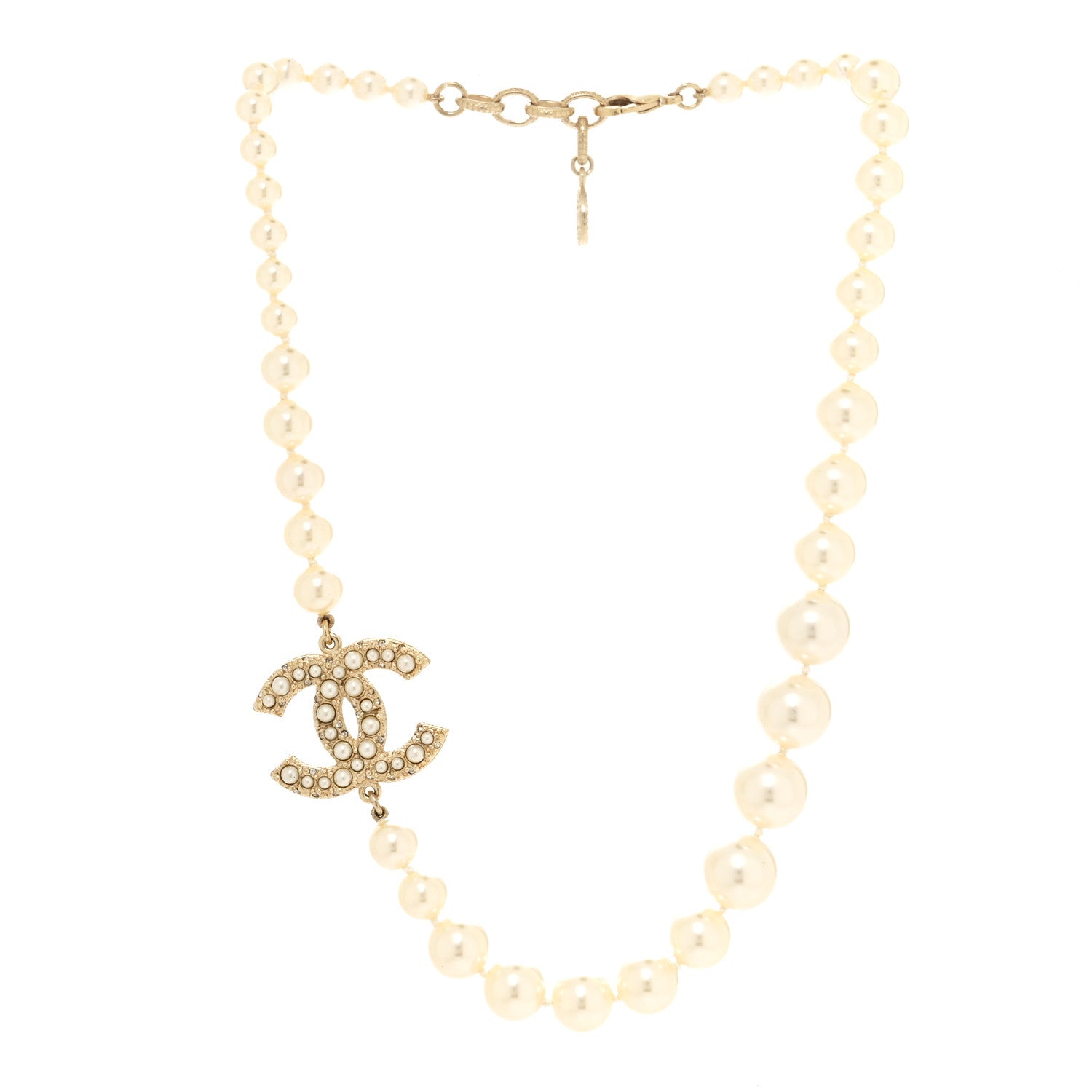 Chanel Pearl CC 100th Anniversary Necklace Light Gold 3 of 4
