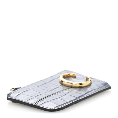 Chloe Crocodile Embossed Calfskin C Small Purse Faded Blue 4 of 11