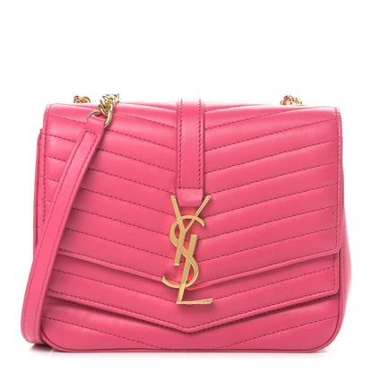 Saint Laurent Lambskin Matelasse Chevron Monogram Small Sulpice Bag Pink 1 of 6