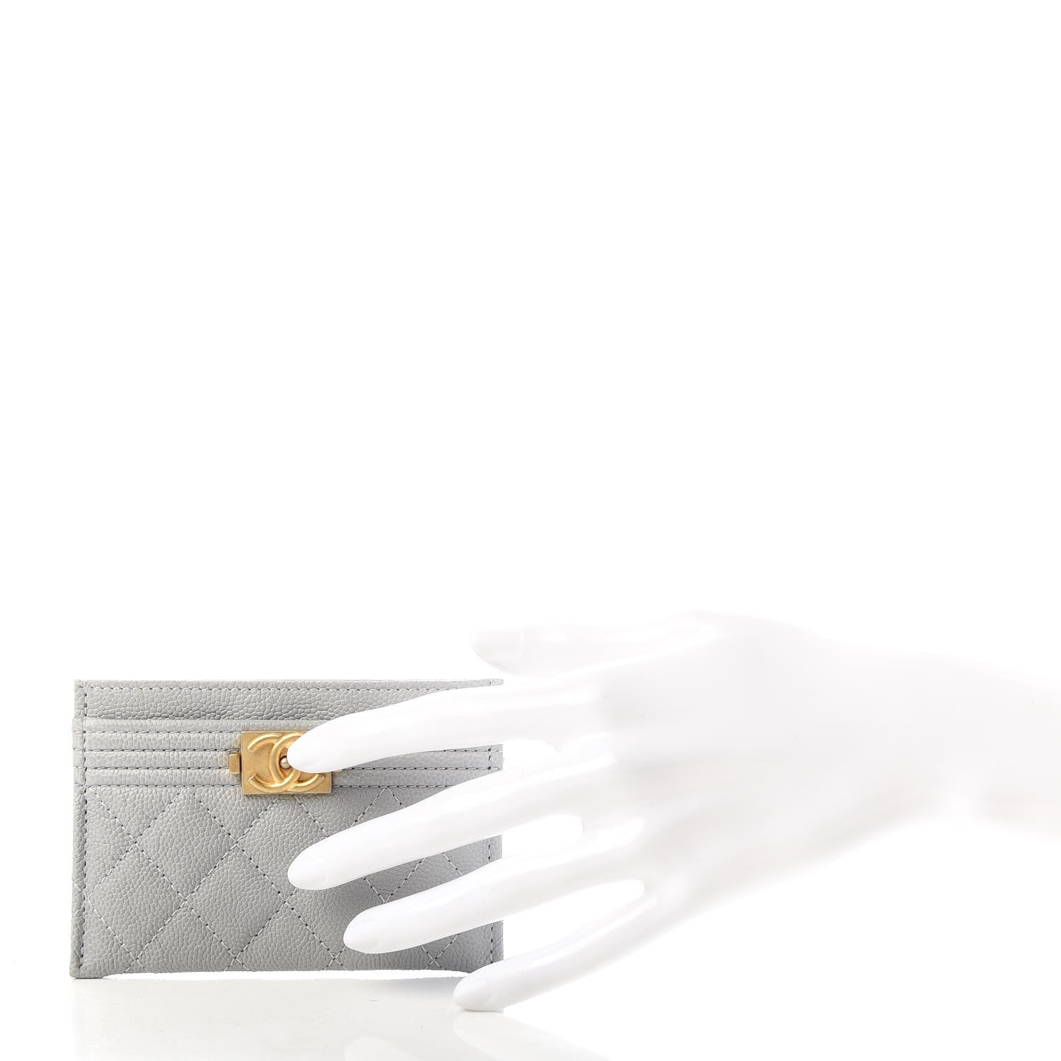 Chanel Caviar Quilted Boy Card Holder Grey 2 of 8