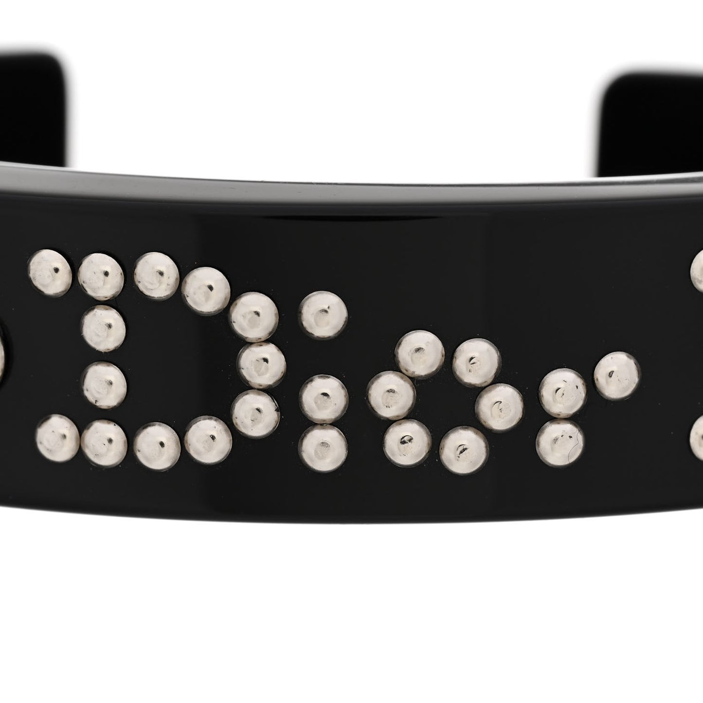 Resin Stud Logo Cuff Bracelet Black