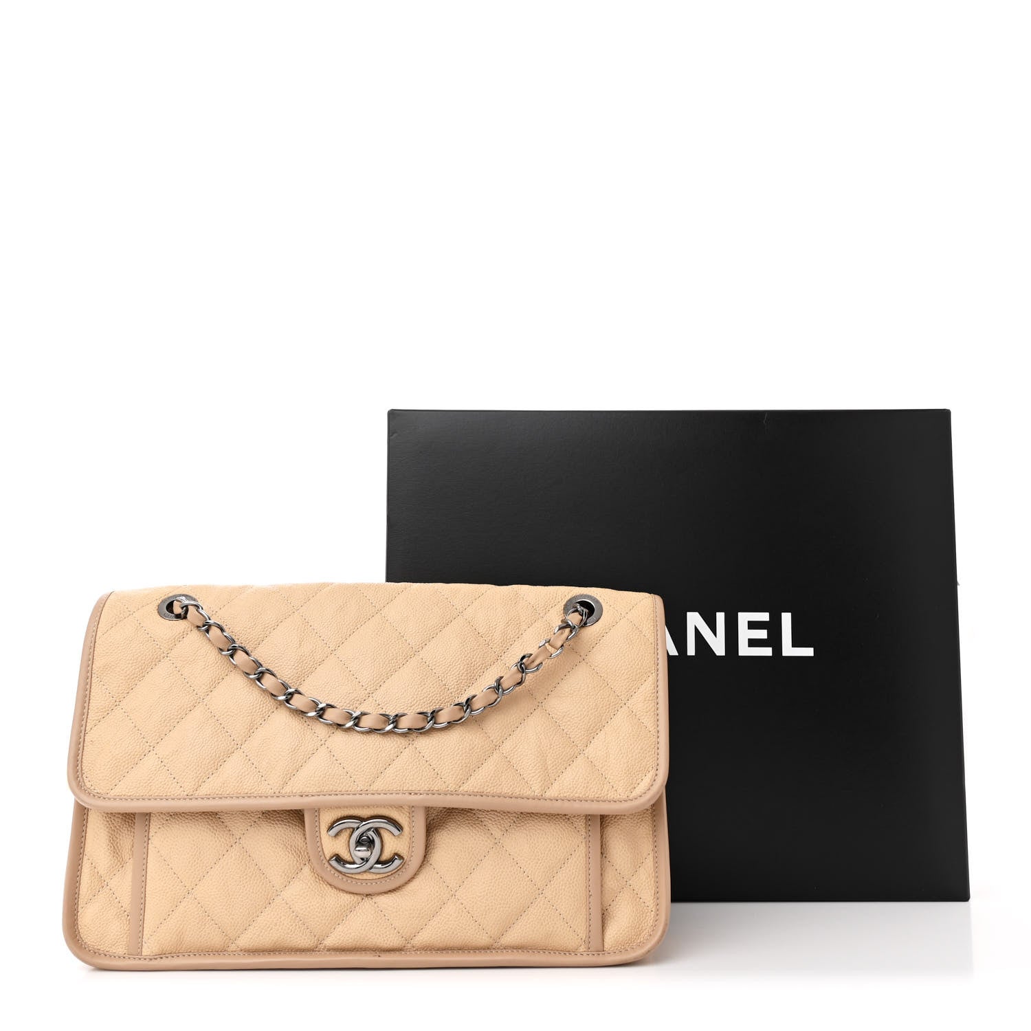 Chanel Caviar Quilted Large French Riviera Flap Beige 13 of 13