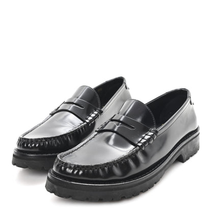 Saint Laurent Glazed Calfskin Le Loafer 15 Penny Slippers 36.5 Black 4 of 10