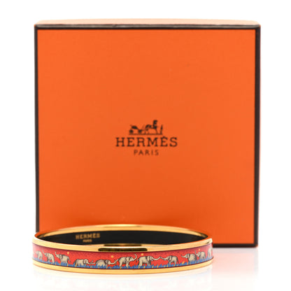 Hermes Enamel Printed Elephants Grazing Narrow Bracelet 6 of 6