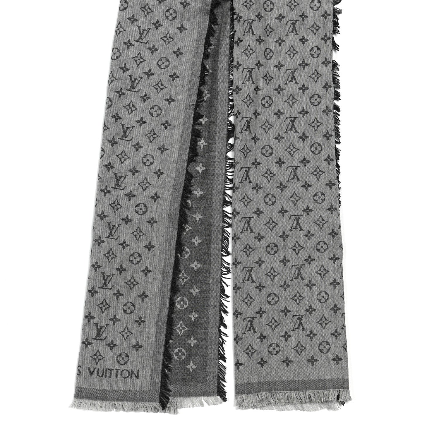Louis Vuitton Cotton Monogram Essential Stole Gris 2 of 4