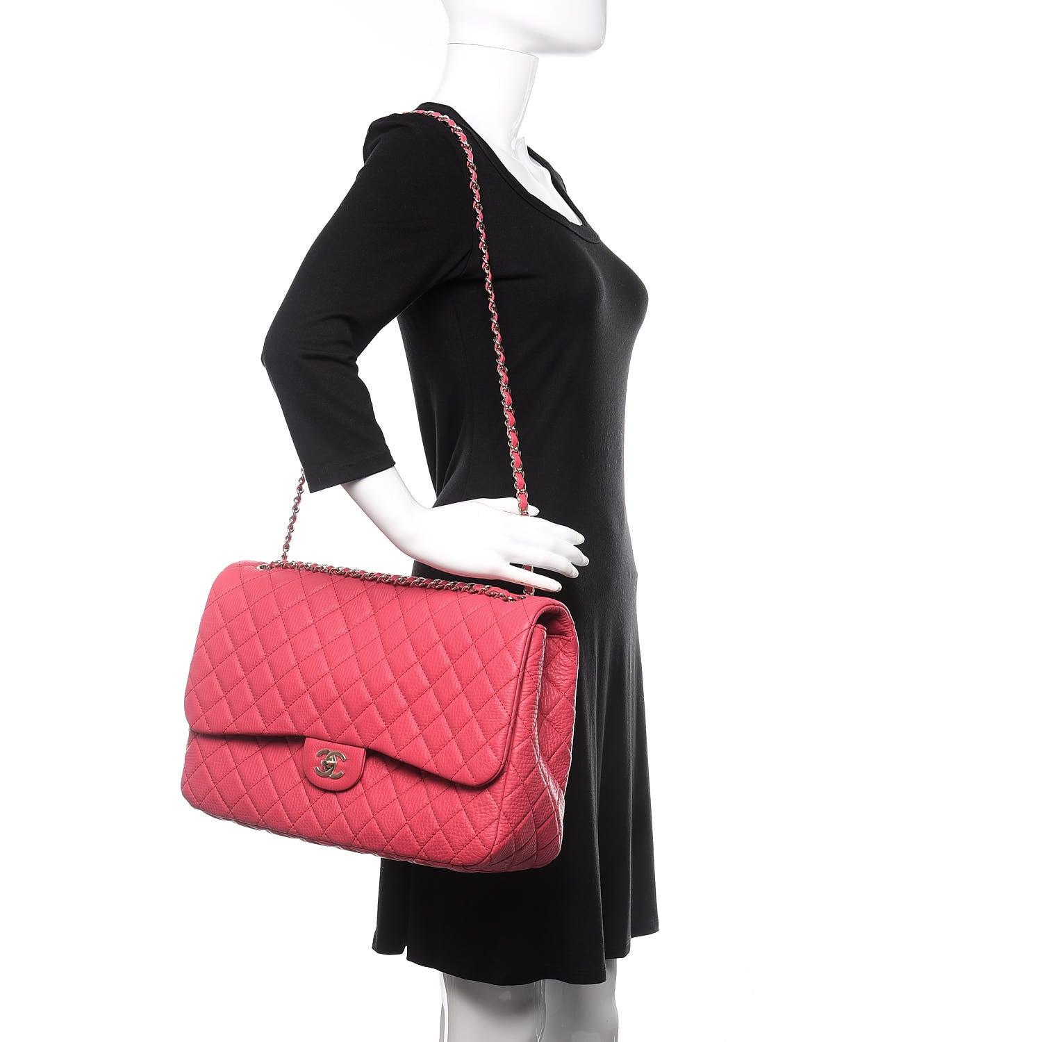 Chanel Calfskin Quilted Small XXL Travel Flap Bag Dark Pink 2 of 11