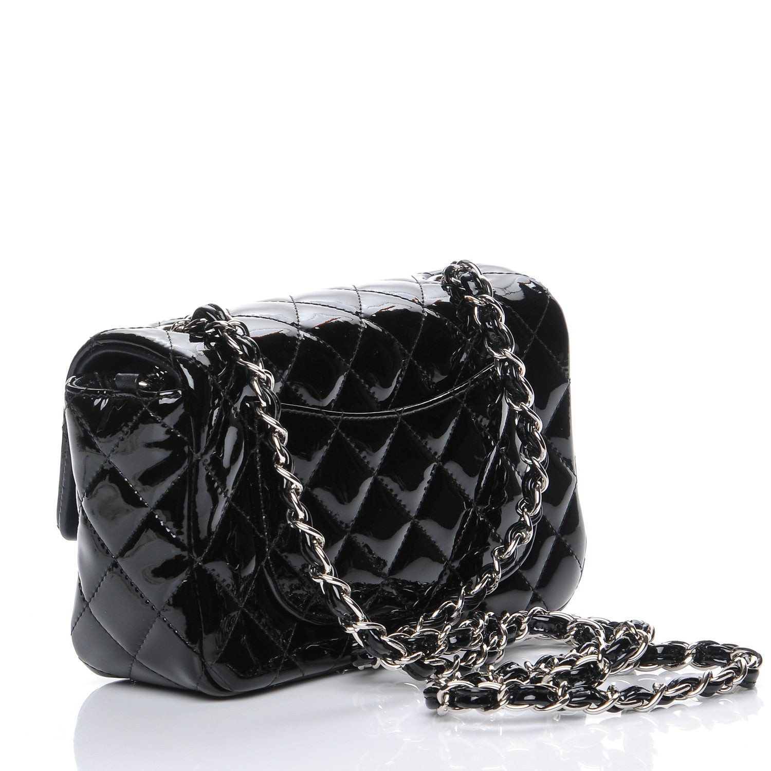 Chanel Patent Calfskin Quilted Mini Rectangular Flap Black 3 of 8