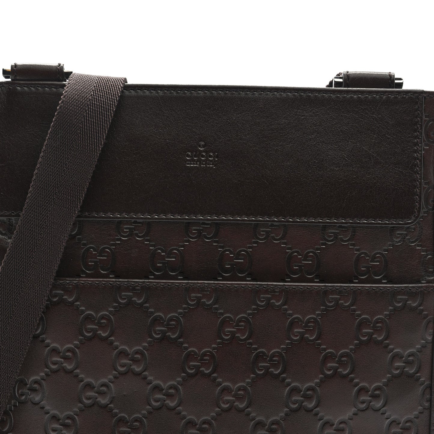 Guccissima Medium Flat Messenger Bag Dark Brown