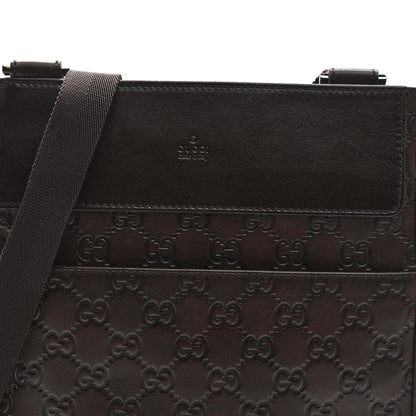 Gucci Guccissima Medium Flat Messenger Bag Dark Brown 8 of 10